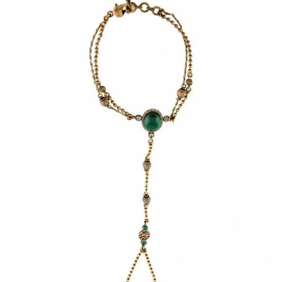 Alexander McQueen Green Hand Chain Bracelet - Picture 2 of 5